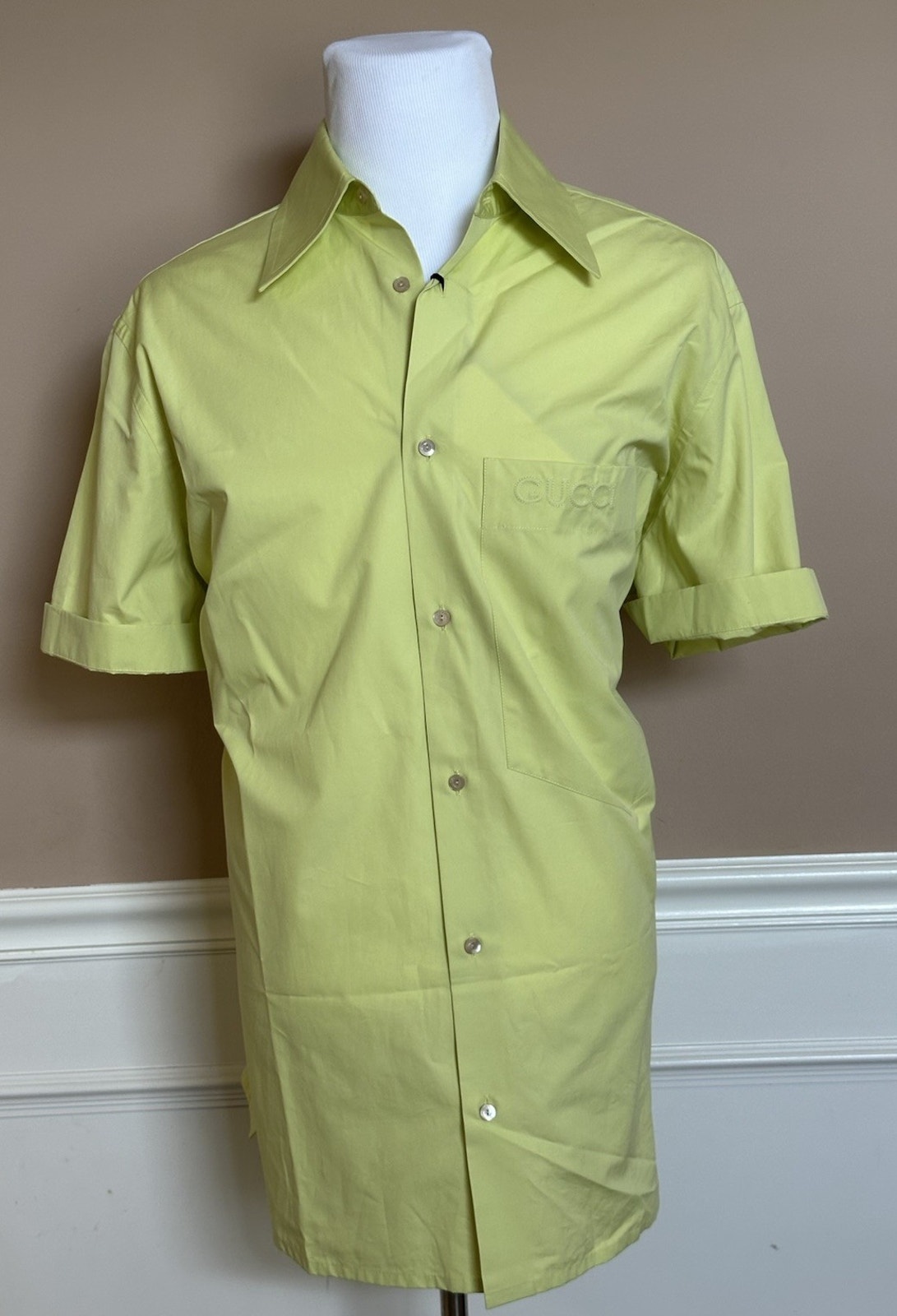 Gucci Short Sleeve Yellow Shirt 44 Euro (Oversized) It 769558 Nwt